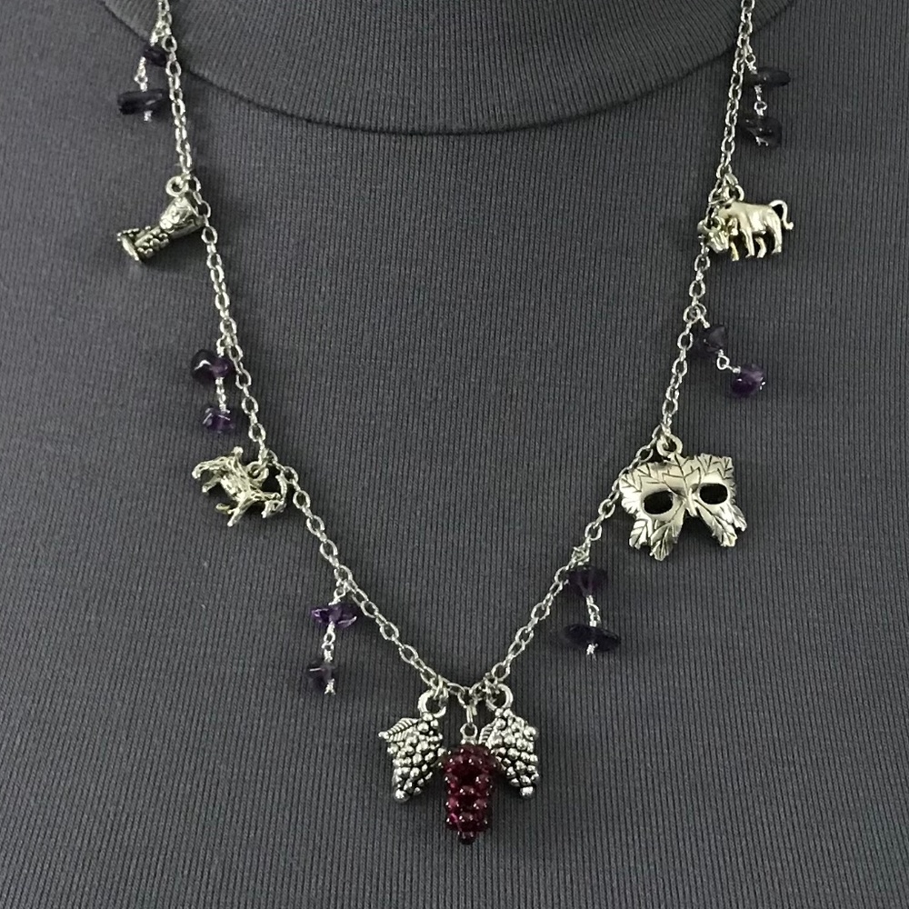 “Dionysus: God of Ecstasy" Bacchus Greek Roman Mythology Handmade Necklace, Wine